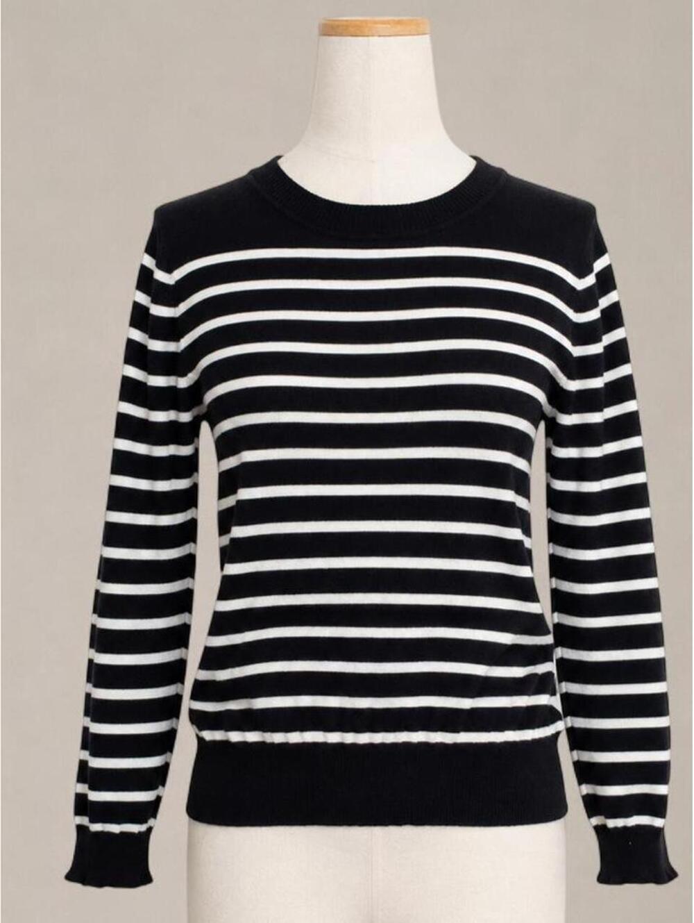 Cielo California Black & White Striped Knit Sweater — S